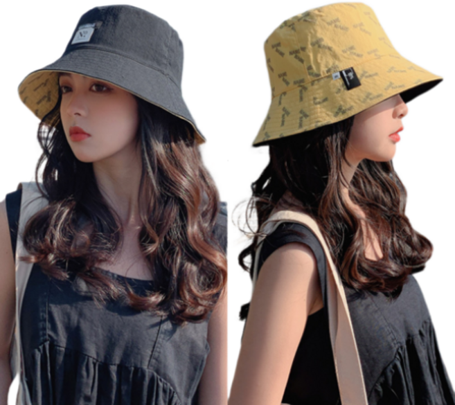 론조모니 양면 코튼 버킷햇 벙거지 모자