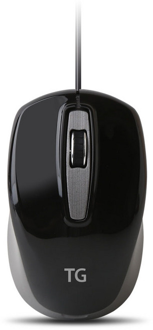 TG-M500U 무소음 인체공학 유선마우스 블랙색상, 블랙