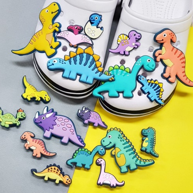18개) 빅공룡 신발장식 신발참 신발파츠 신꾸 클로그참 크로그 장식 실내화 슬리퍼 참장식 유아신발꾸미기