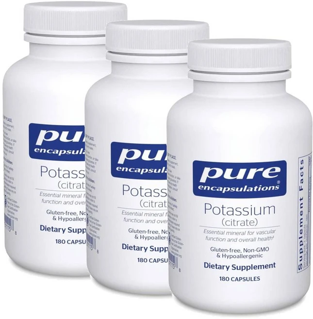 퓨어인캡슐레이션 포타슘 칼륨 (시트레이트) 캡슐 Pure Encapsulations Potassium (Citrate), 3개, 180정 - 쿠팡