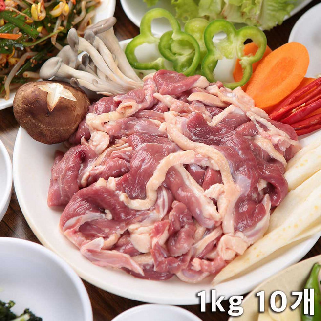 국내산 무항생제 오리로스 1등급 생오리고기 신선오리정육 슬라이스, 1kg, 10개