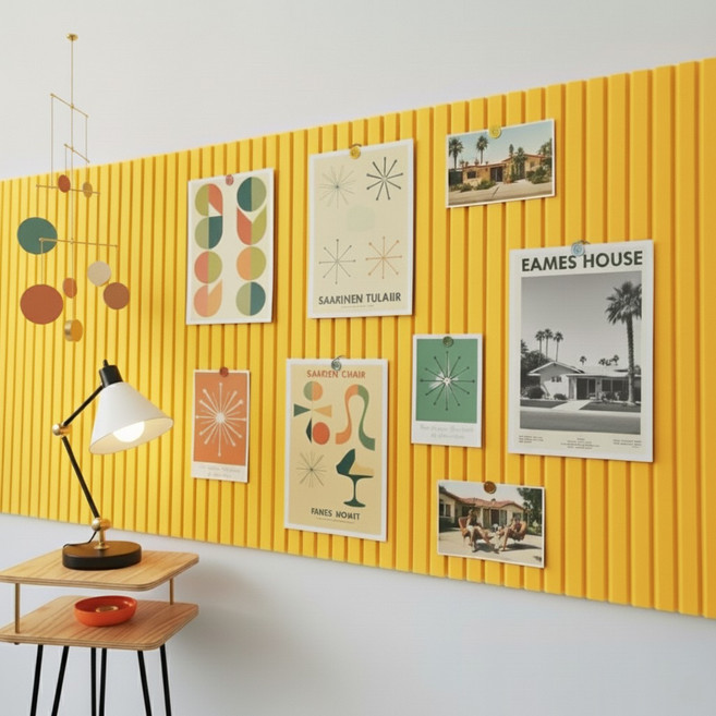 데이엘라 120cm80cm 부착식 펠트보드 콜크 보드 부착식 접착식 대형 게시판 어린이집 학교 유치원 사무실 안내판, 1개, 옐로우