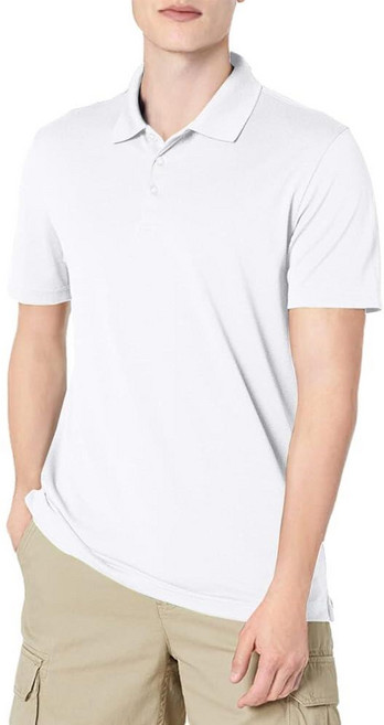 아마존 에센셜 Amazon Essentials 남성용 슬림핏 퀵드라이 골프 폴로 셔츠 블랙 M 333914, 재활용 폴리에스터, 화이트