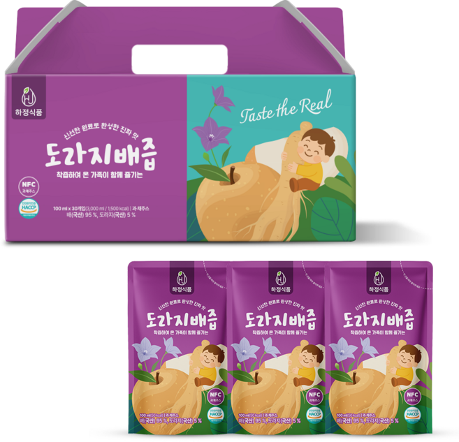 하정식품 100% NFC 착즙 국내산 도라지배즙, 30개, 100ml