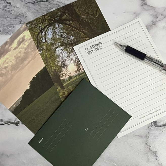 예쁜 감성 편지지 세트 포토 특별한 손편지 기념일 편지 생일 곰신 훈련소 여자 남자 AA0292, 감성 편지 세트