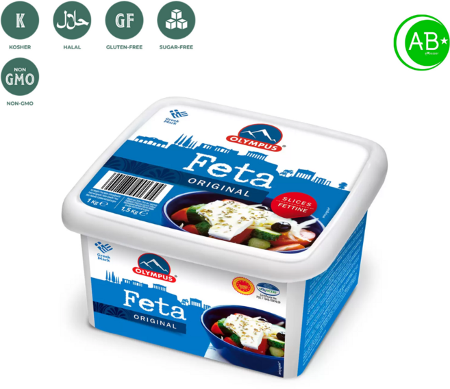 Greek Feta Slices Olympus Halal 그리스 페타 조각 올림푸스, 2개, 1.5kg