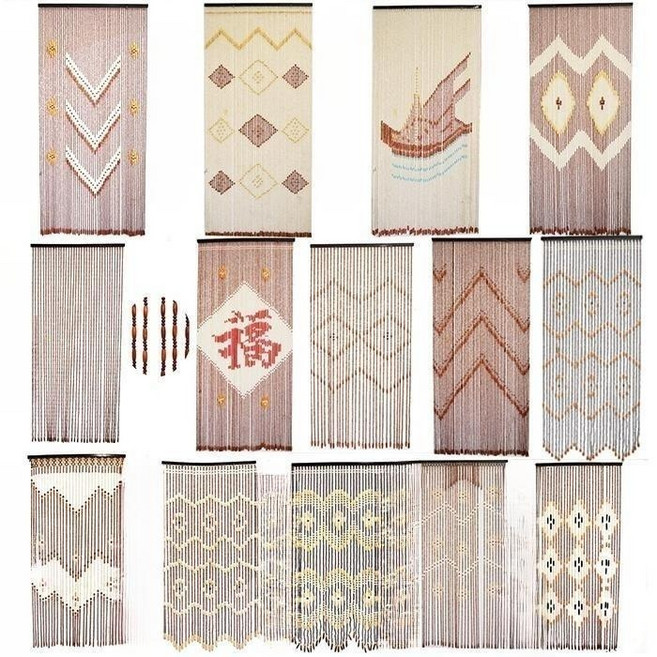 목재 구슬 커튼 가정용 파티션 공간분리 우드발 복고풍 홈 인테리어 장식 비즈발 A, K