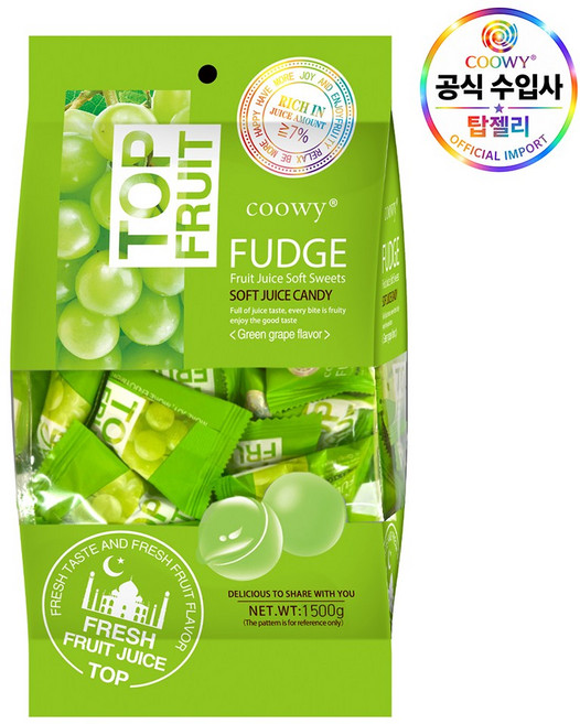 coowy 쿠위 탑젤리 대용량 청포도젤리, 1개, 1.5kg