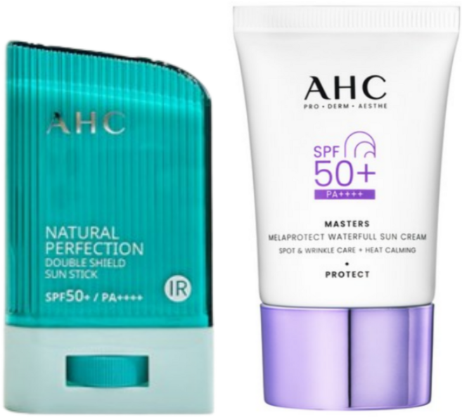 AHC 에이 에이치 씨 내추럴 퍼펙선 더블 쉴드 선 스틱 22g + 마스터즈 멜라 프로텍트 워터풀 선크림 40 ml SPF50+ PA++++, 1개
