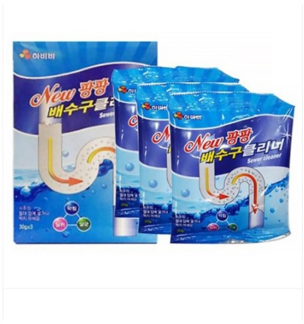 하비비 배수구 클리너 1박스 (3포), 90g, 1개