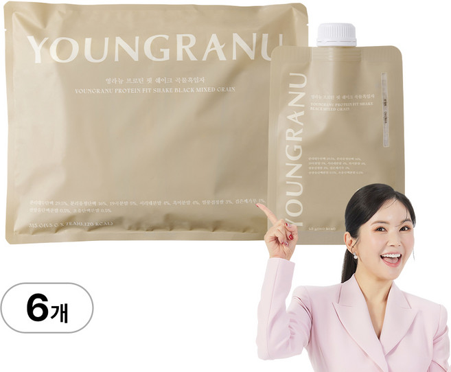 영라뉴 프로틴 핏 쉐이크 장영란 단백질 곡물흑임자맛 영란뉴 WPI 분리유청, 315g, 6세트