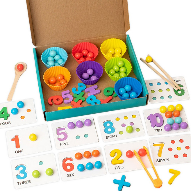 컬러 구슬 수세기 셈놀이 96피스 젓가락 연습, 1개