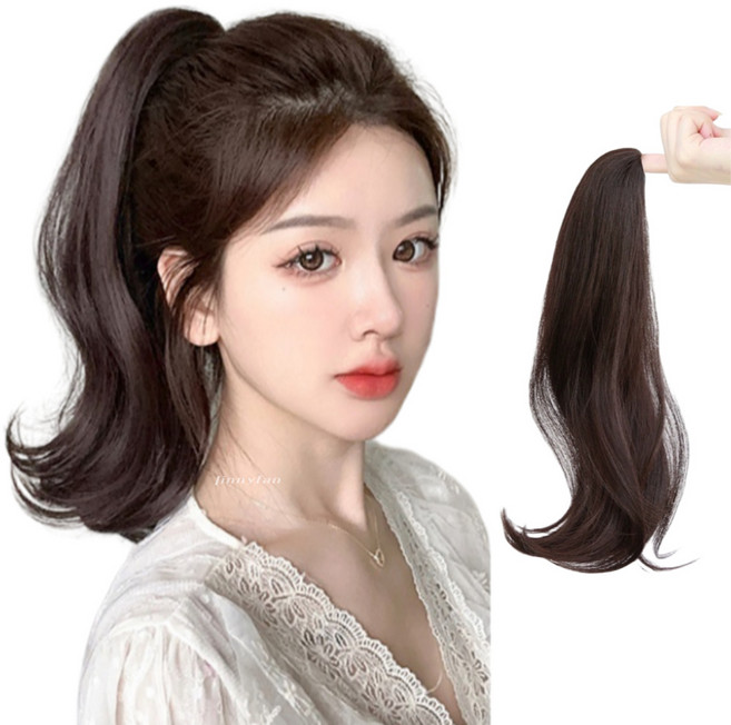 지니판 머릿결 좋은 집게형 포니테일 가발 (똥머리가능), 1개, 다크브라운