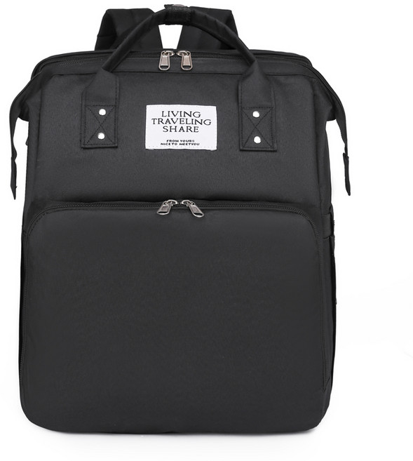 2026 맘백 변신 침대 백팩 대용량 접이식 육아가방 USB 내장 가벼운 방수 보온 유모차 걸이 아기 외출 필수템 가정의달 선물, 블랙