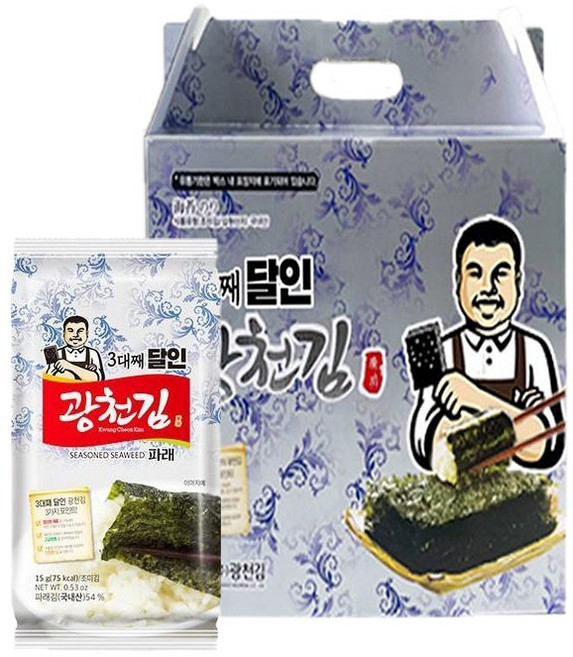 [광천김] 3대째 달인 광천김 파래식탁김 10호 선물세트, 15g, 15개