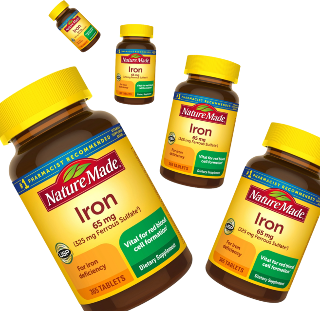 네이처 메이드 아이언 철분 65mg 페러스 설페이트 황산제일철 (Nature Made Iron 65 mg), 365정, 5개