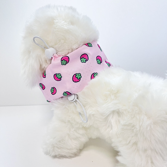 애견 쿨스카프 강아지 아이스 쿨 워머, 1개, 핑크 딸기