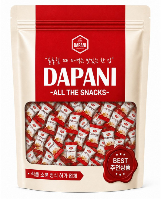 다파니 오트밀 미니바이트 개별포장 귀리과자 200개입, 1개