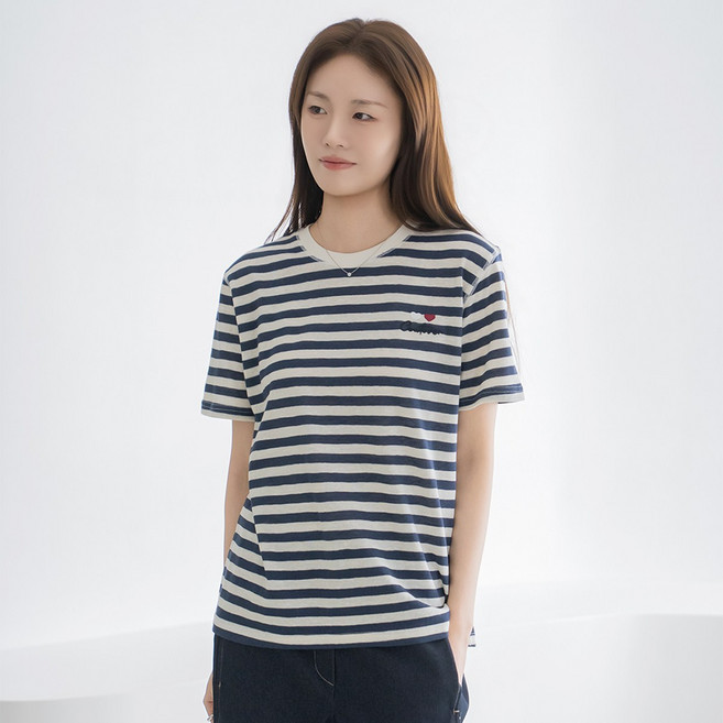 엄마옷 마담4060 하트자수단가라반팔티셔츠 -QTE2604003-