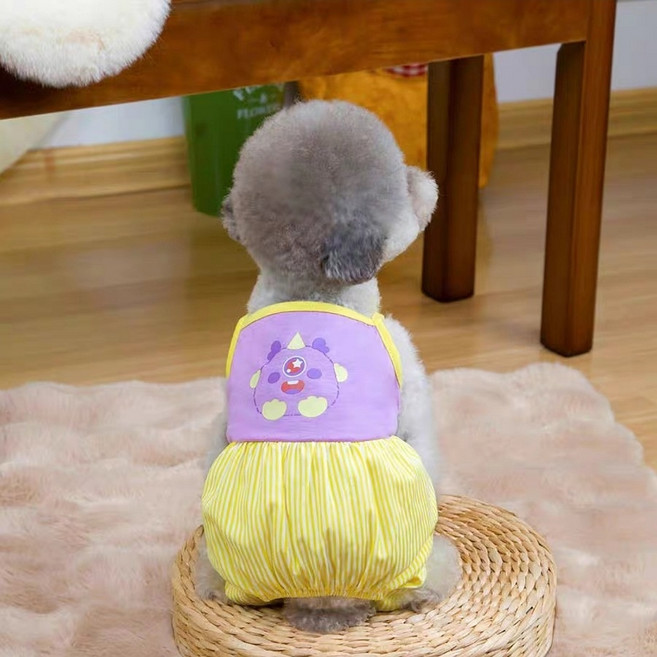 코코스튜디오 강아지옷 봄 여름 쿨소재 도깨비 나시 올인원, 1개, 옐로우