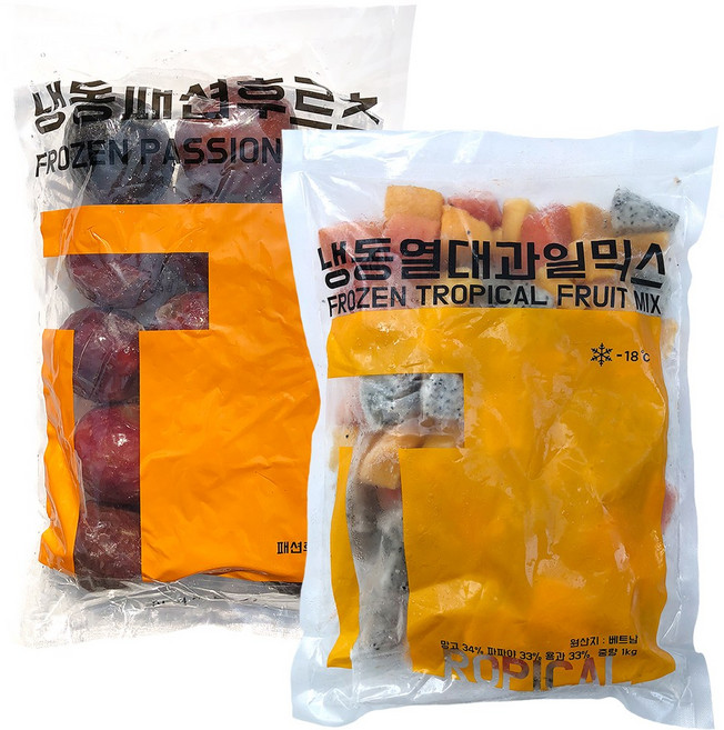 힘찬푸드 프리미엄 냉동과일, 1세트, 40_패션후르츠1kg+열대과일믹스1kg
