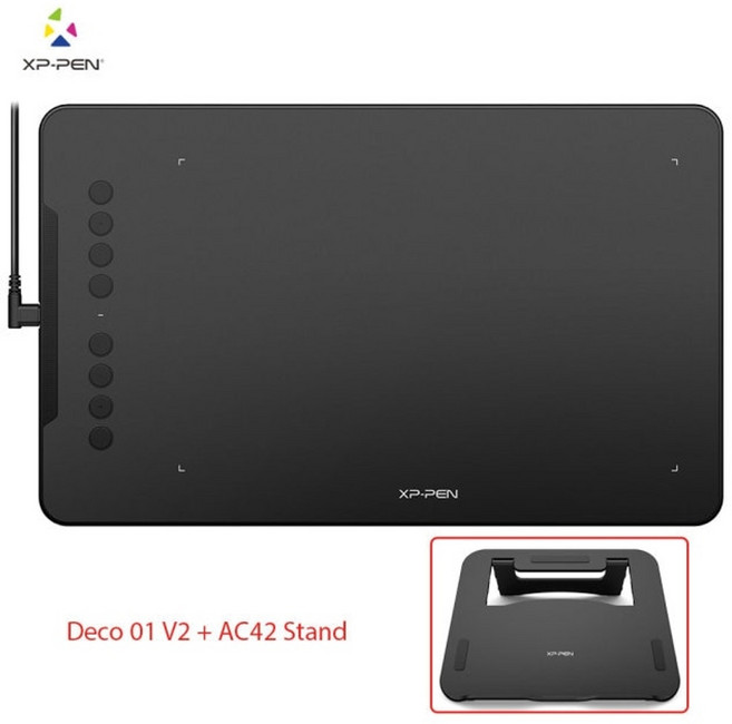 드로잉 패드 그림 그리는 패드 XP-Pen Deco 01 V2 10 인치 태블릿 그래픽, 협력사, DECO01 V2 및 스탠드