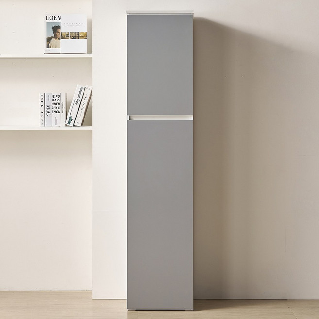 바로방가구 히트 1800 틈새 수납장 400 주방 베란다 냉장고장 다용도 그릇 슬림수납장, 다크그레이