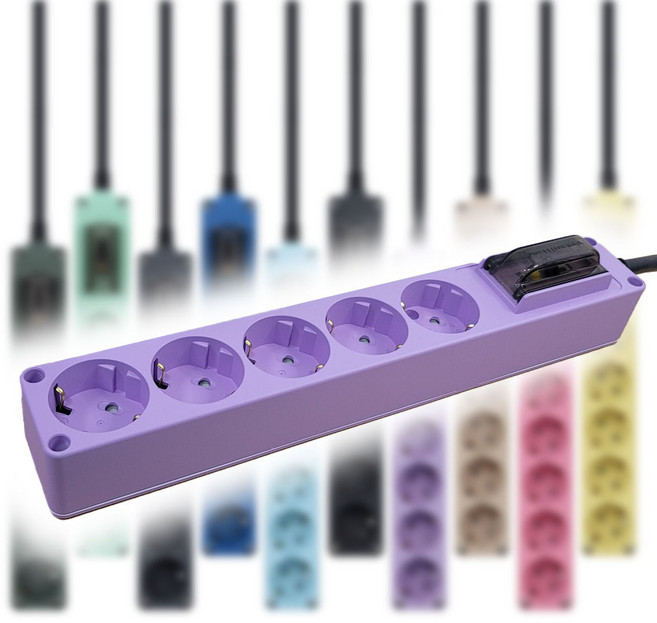 현대 고용량 멀티탭 오브제 국산 4000W 누전차단 과부하차단 멀티콘센트 5구 10컬러, 3m, 퍼플, 1개