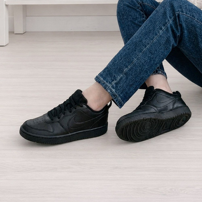 나이키 코트버로우 여성 운동화 올검 올블랙 스니커즈 데일리 발편한 단화 신발파우치증정