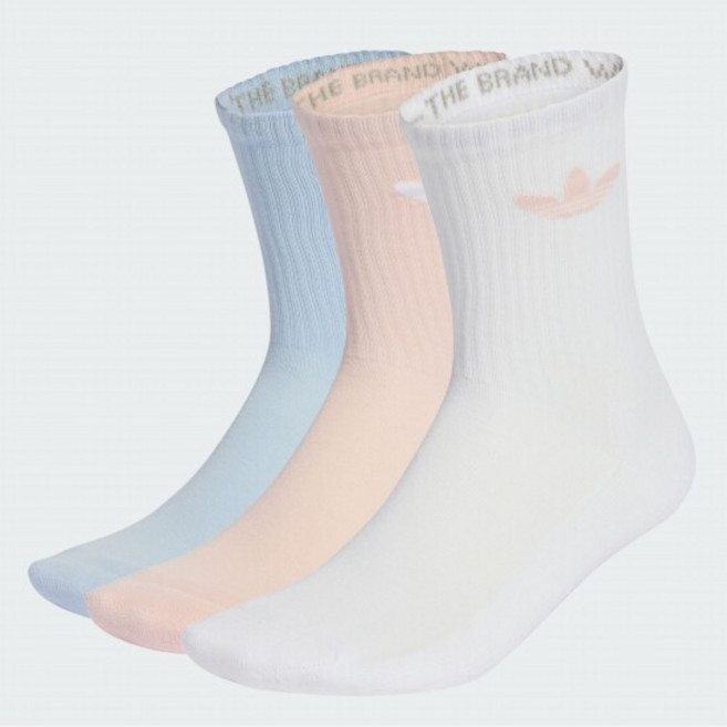 아디다스 오리지널스 트레포일 쿠션 크루 삭스 3켤레 KQ8932 415074, M, White