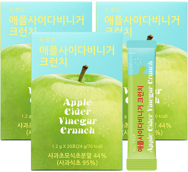 뉴트립 애플 사이다 비니거 크런치, 24g, 3개