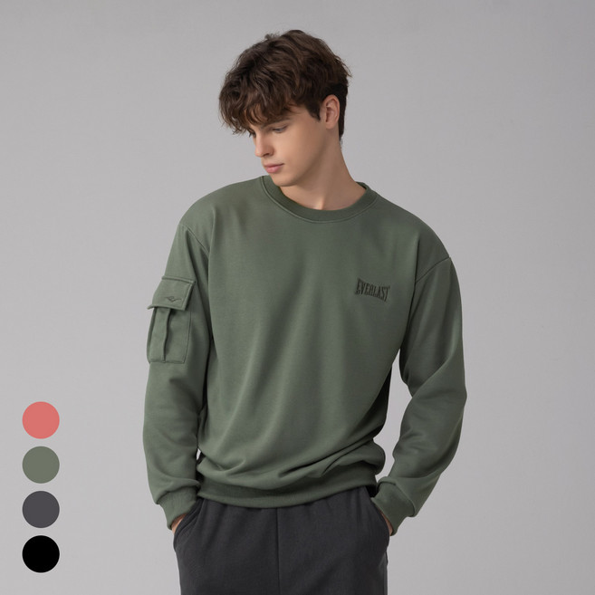 에버라스트 남자 맨투맨 티셔츠 카고포켓 긴팔티