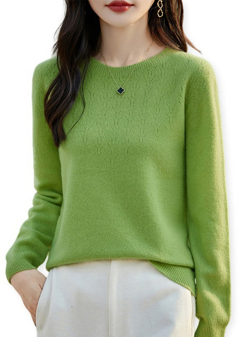 제이유미 여성 라운드넥 긴팔 레이스 스웨터 니트