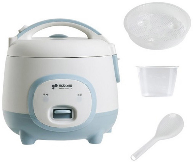 키친아트 1~3인용 전기밥솥 KRC-6903 취사 보온 다용도찜기 미니밥솥, 블루