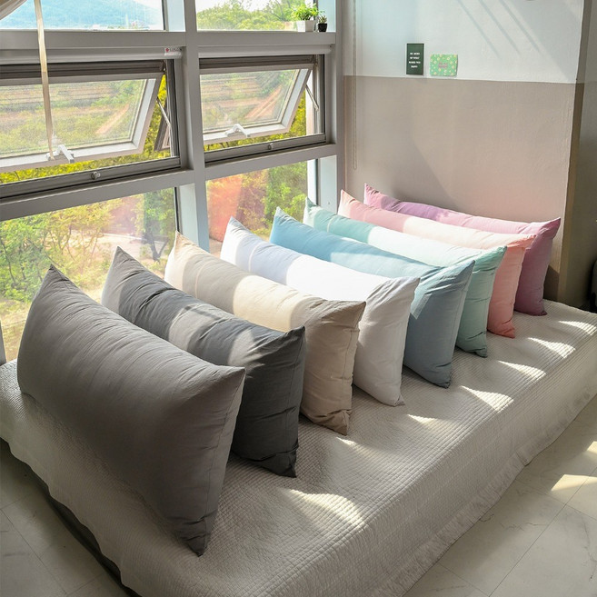 알러지케어 고밀도 바이오워싱 60수 에렌 대쿠션 헤드쿠션, 포지핑크