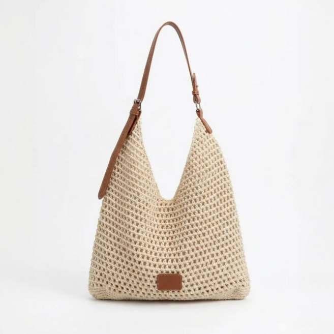 베이직365 데일리 내추럴 니트 호보 숄더백