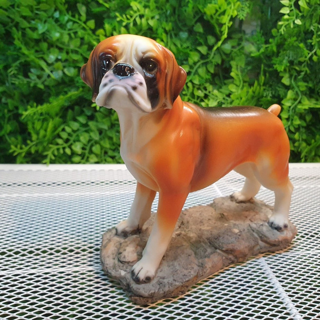 온더락 청혼 굳은결심 약속 실물실사 강아지피규어 장식모형인형 인테리어장식소품 카페개업선물, 복서