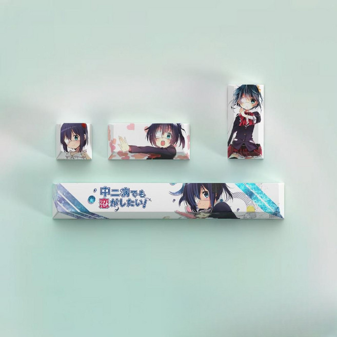 애니 캐릭터 PBT 키캡 기계식 키보드 커스텀 텐키리스 스타일링 입사 선물 특수 반투명, 7. 4pcs