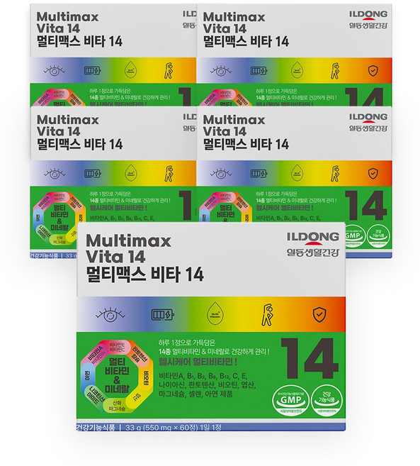 3차 리오더 일동생활건강 멀티맥스 비타 14 종합비타민 멀티비타민 미네랄 1박스, 5개, 60정