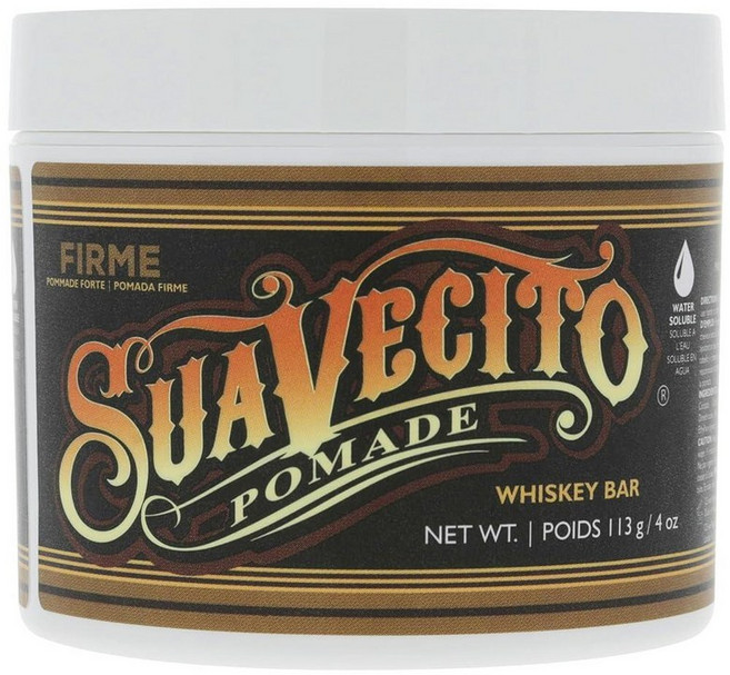 수아베시토 Suavecito Pomade Firme스트롱 113.4g4온스 1팩 고정 헤어 포마드 남성용 플레이크 프리 젤 같은 미디엄 샤인 워터 베이스 왁스 세척 용이 모든, Whiskey Bar