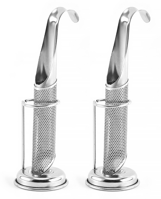 리브문 304 스테인리스 스틱 차 거름망 + 거치대 세트, 2개