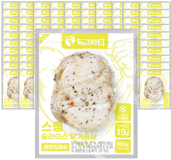 득근파티 슬라이스 닭가슴살 레몬드레싱, 100개, 100g