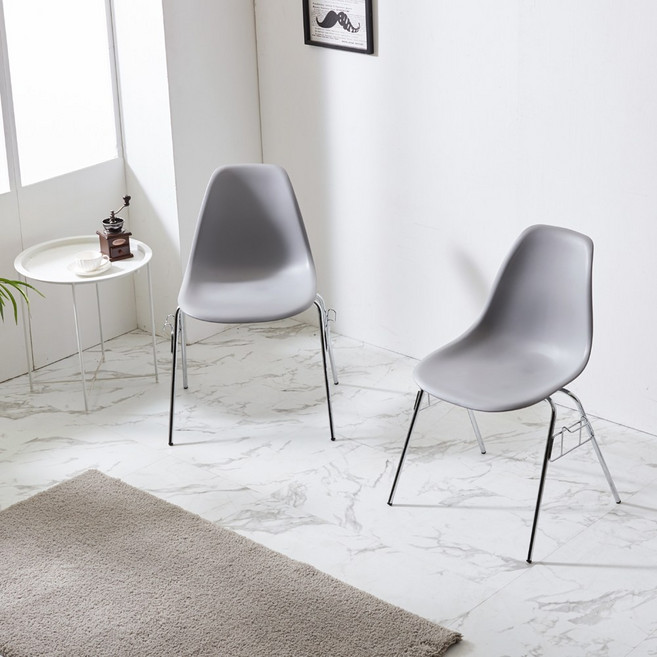 에코베스트 임스 식탁의자2P 식탁의자1+1 카페의자 식당의자 인테리어의자 디자인체어 아일랜드식탁의자, 그레이2p, 1개