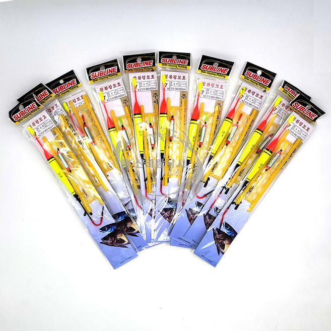 서브라인 EVA 찌세트 채비세트 바다 민장대채비 간편낚시 조립낚시, 1개, 10개입