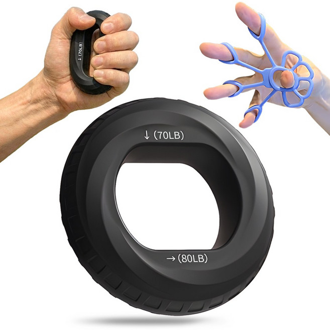 무소음 악력기 세트 손악력기 손가락운동기, 블랙+손가락운동기, 1세트