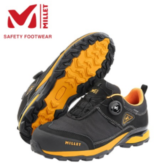 밀레 세이프티 L-55 다이얼 4인치 오렌지 블랙 안전화 작업화 현장화 건설 조선소 논슬립