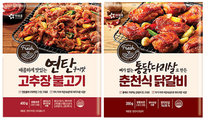 아워홈 연탄구이맛 고추장불고기 + 아워홈 통닭다리살춘천식닭갈비, 1세트, 750g