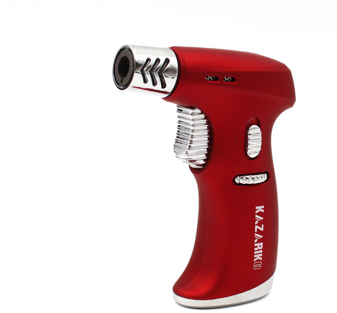 카자리코 토치 라이터 캠핑 숯불 피우기 휴대용 가스토치 요리 쑥뜸 미니손잡이 타입, 다크레드, 1개