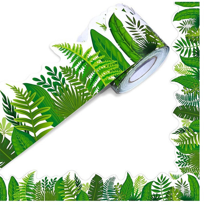 7종 칠판 게시판 테두리 스티커 18m 롤 장식, 1세트, S2315-3 그린잎새