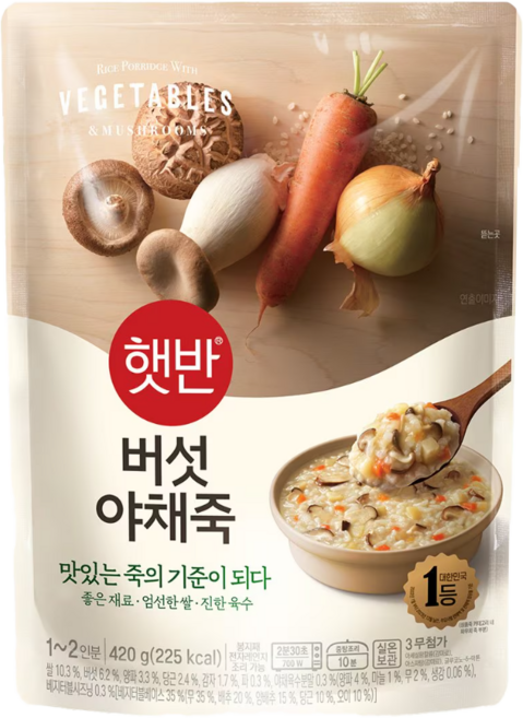 햇반 버섯야채죽, 420g, 21개